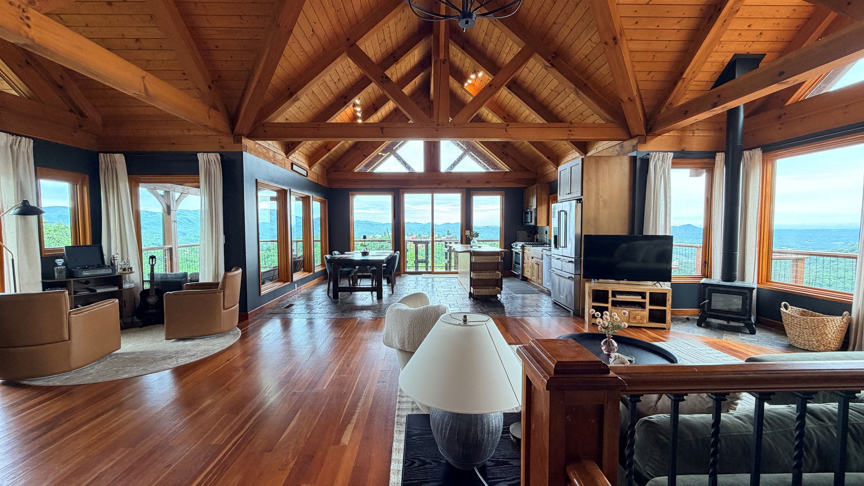 One of my favorite views. That space between the living room and the record player sitting area, I call it the dance floor. I highly recommend kicking off your shoes, putting a record on, and dancing barefoot on the wood floors!