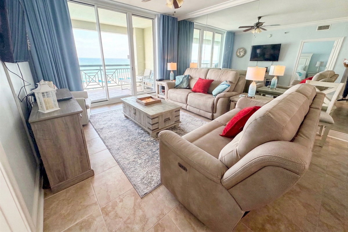 Unwind in a bright, comfortable space where the soundtrack is gentle waves and the backdrop is pure emerald water.