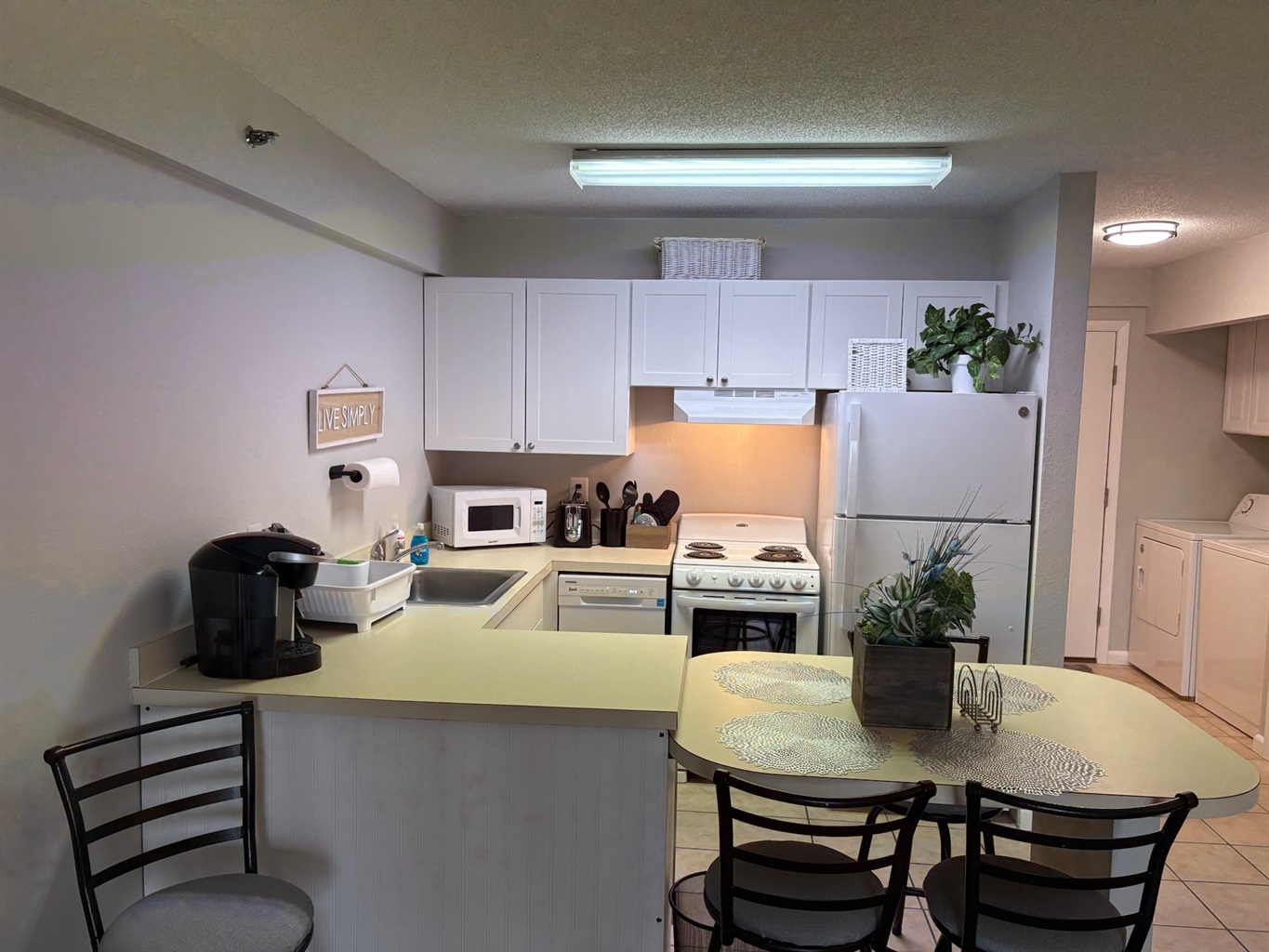 Gather for meals in the full size kitchen