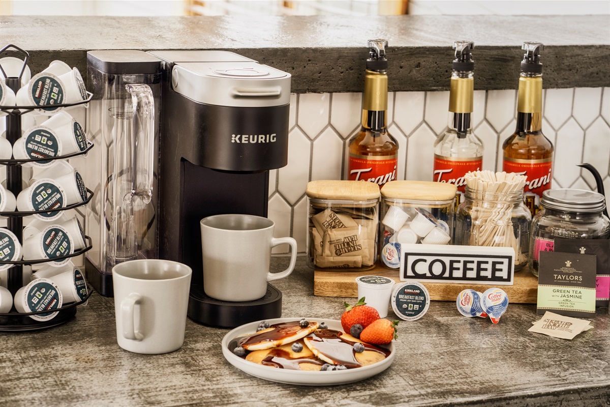 Sip, relax, and let the aroma guide your day! Our cozy coffee nook offers complimentary coffee for a delightful start to your morning routine