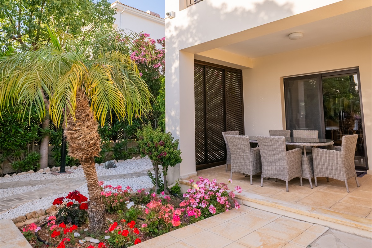 Dine outdoors on the patio - perfect for family meals.