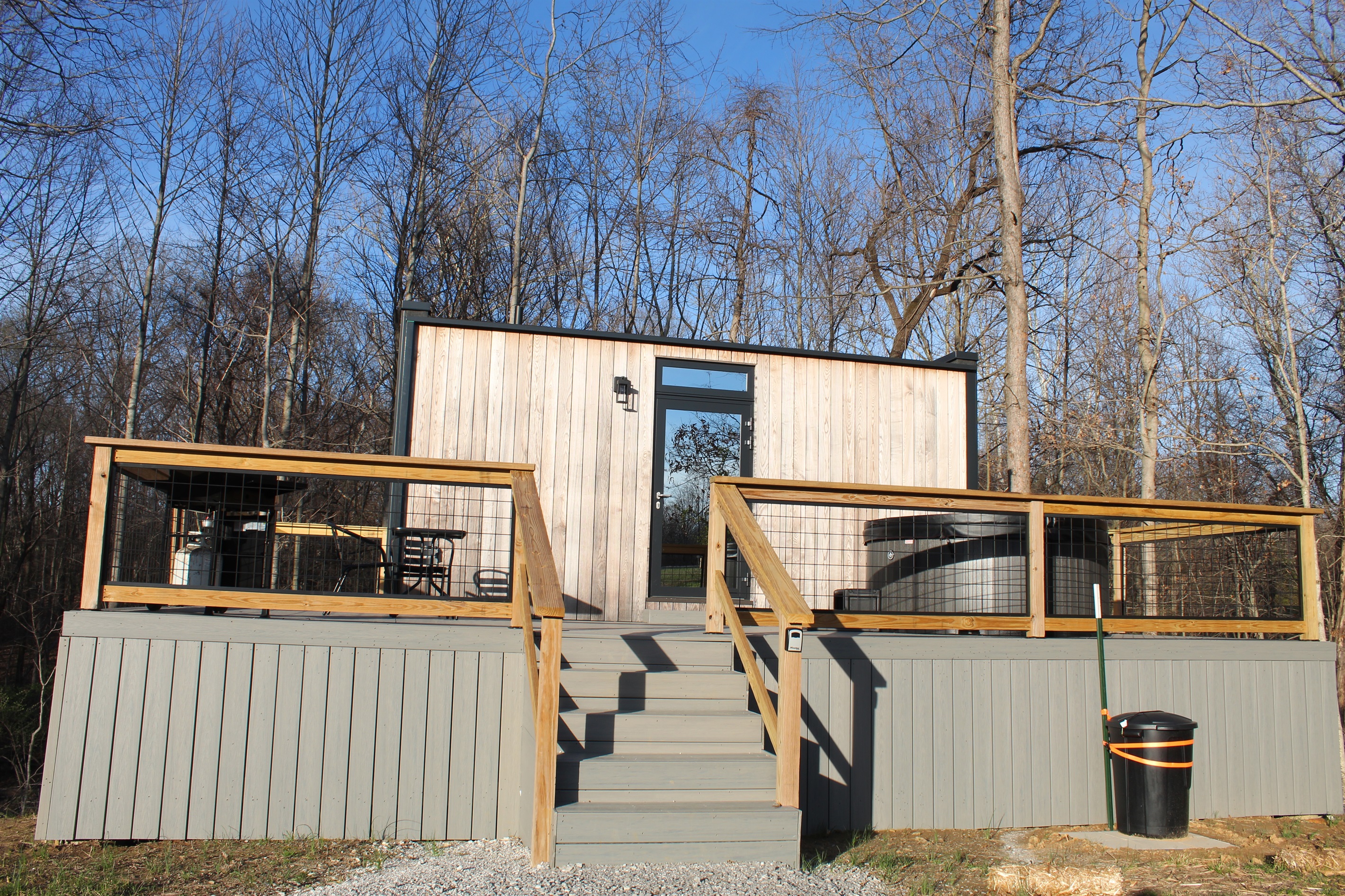 View of the front of the cabin.