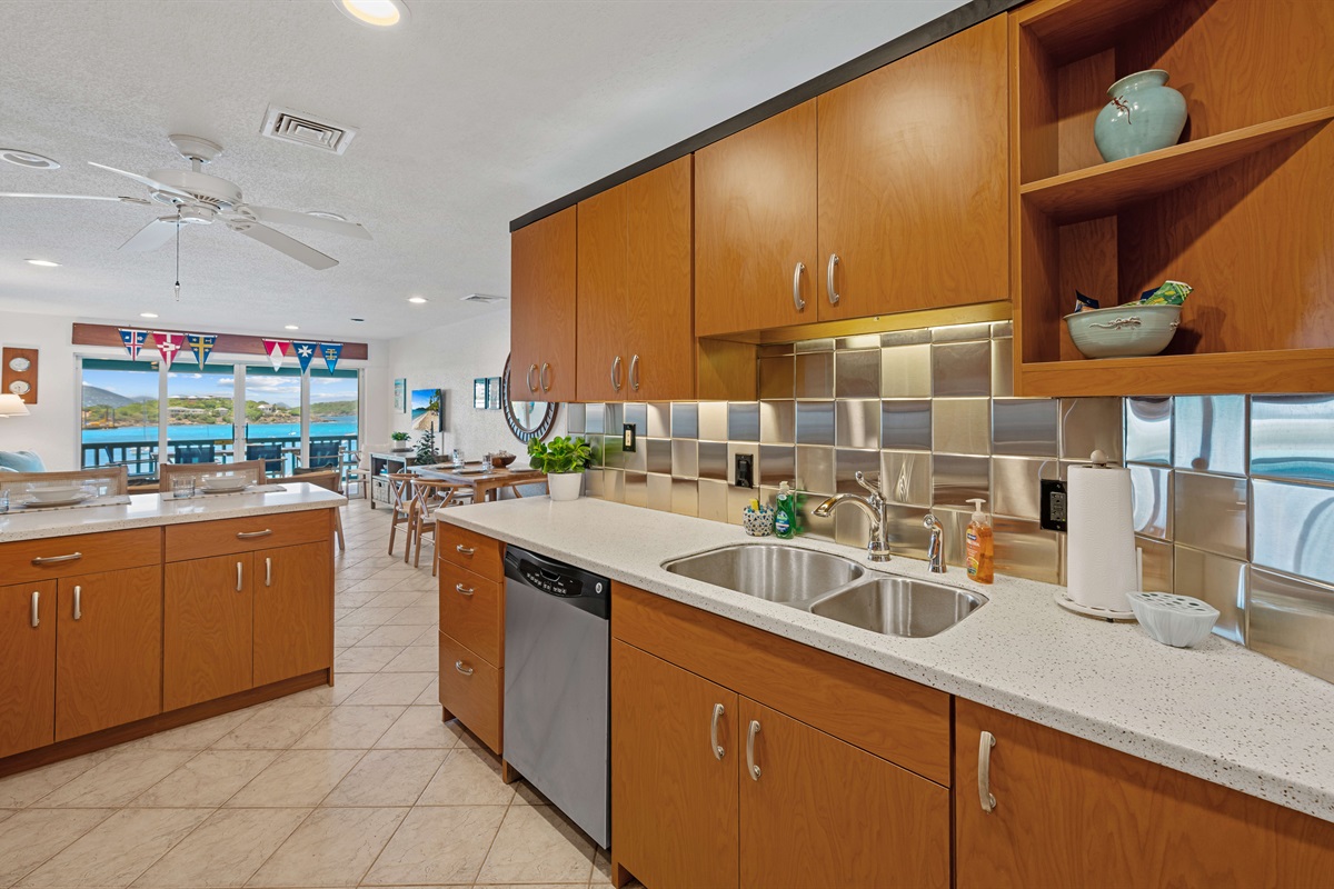Kitchen opens to the living area