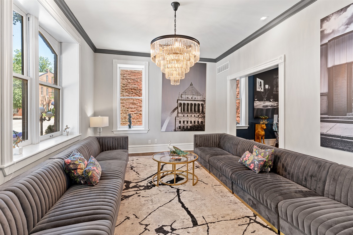 Unwind on the oversized sofas after a day exploring St. Louis.
