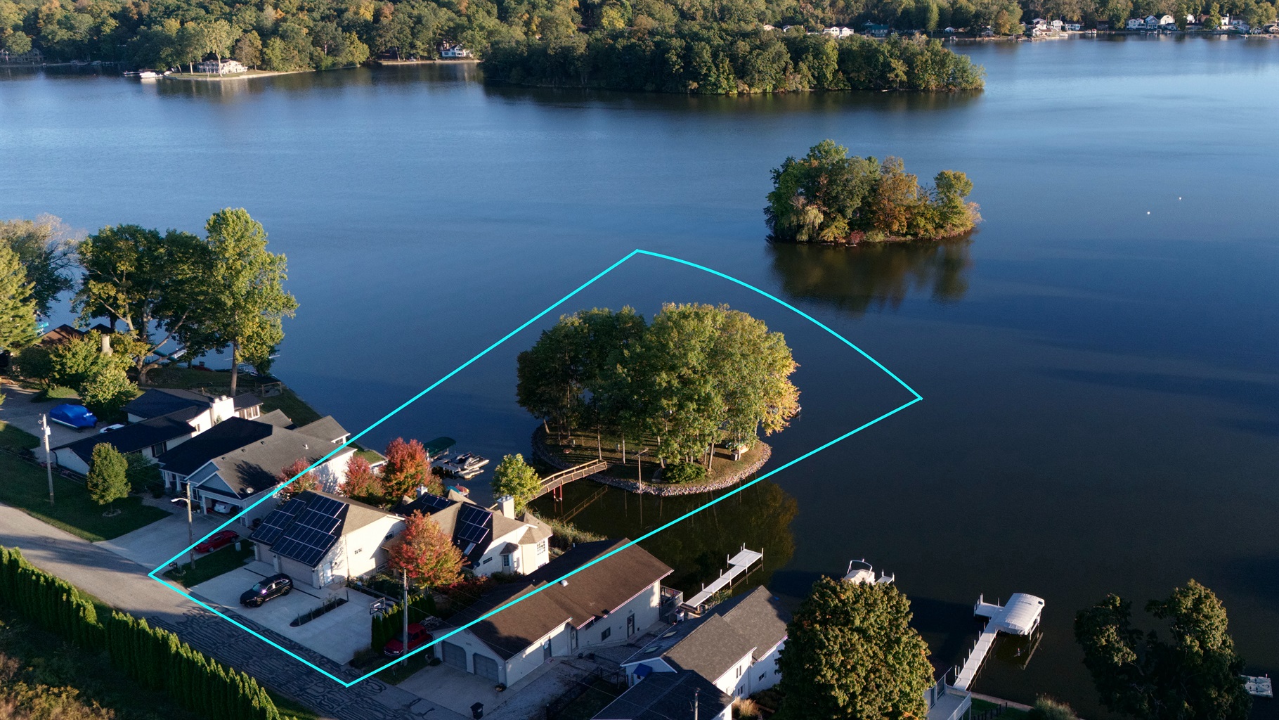 Aerial of Sylvan Lake looking over Hilltop Haven