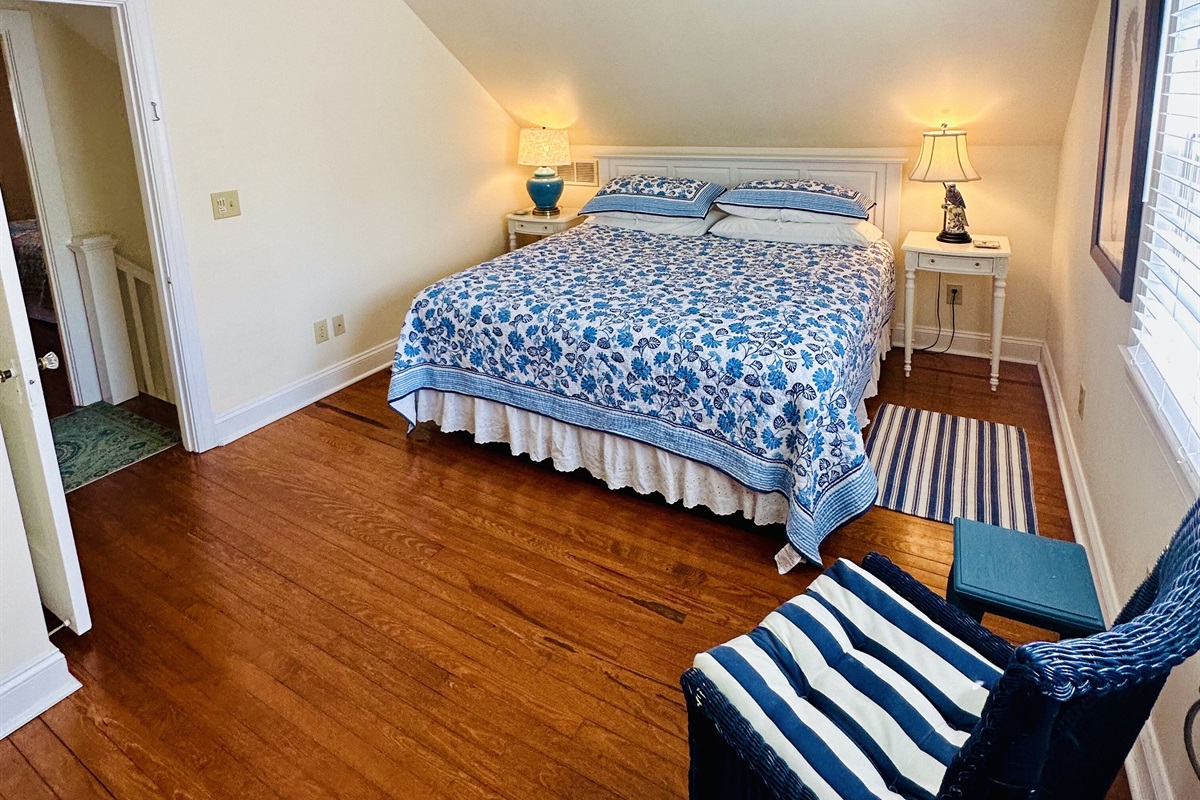 Spacious Second Floor King Bedroom with television 