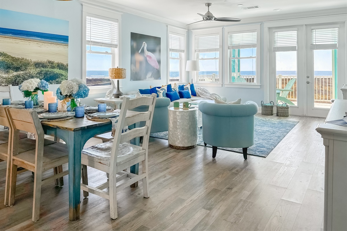 Step into the inviting main living area with fantastic views of the ocean!