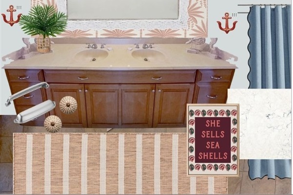 Jack-and-Jill Bathroom conveniently located between Bedroom 3 – The Fishing Pier and Bedroom 4 – The Crab Shack for easy shared access.