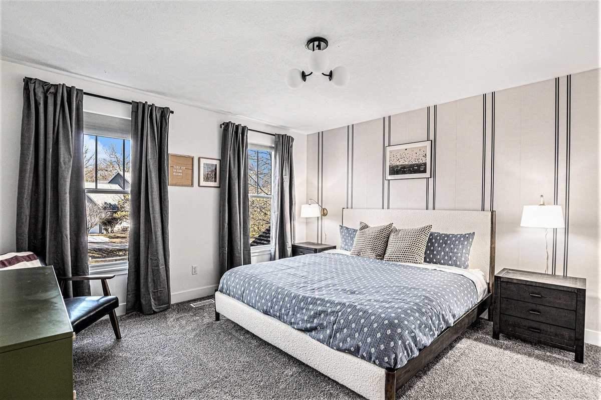 Cozy up for movie night with the Smart TV, then tuck into plush beds for a good night’s rest.