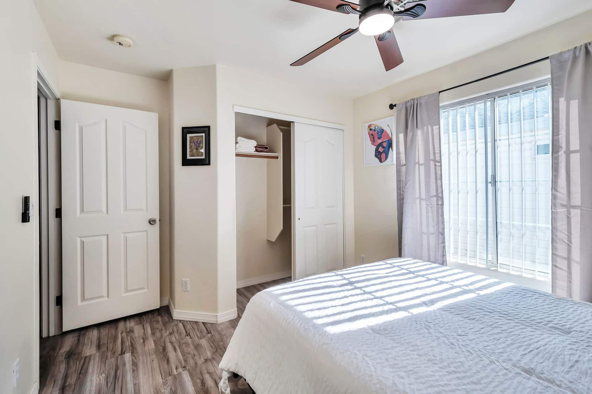 Unpack and settle in — Bedroom 1 has a full closet and fresh towels waiting