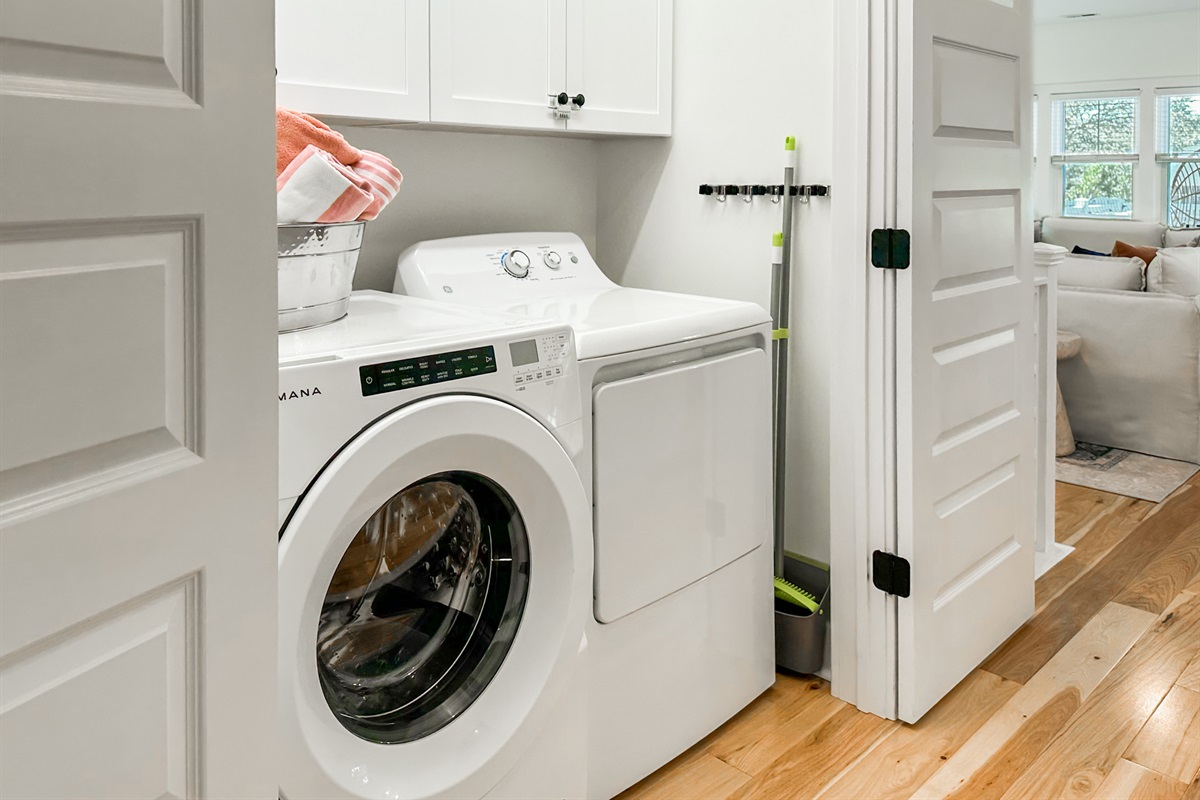 And don’t forget the washer and dryer are along the upstairs hallway.