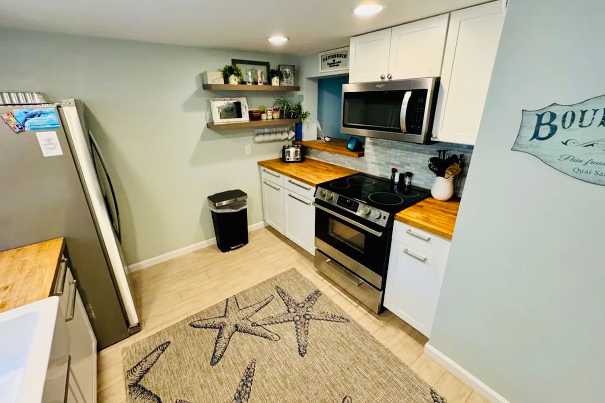 Kitchen with butcher-block counters