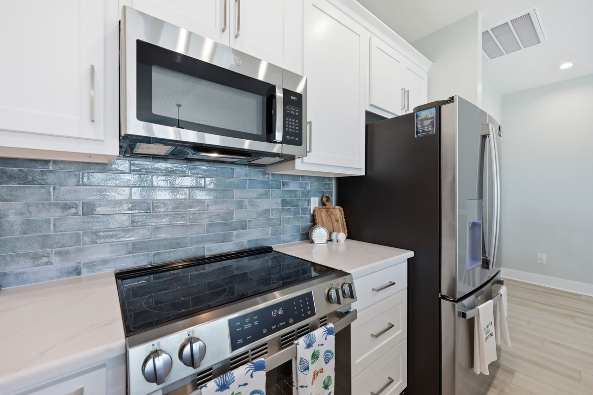 Modern appliances and generous counter space make cooking for a crowd effortless