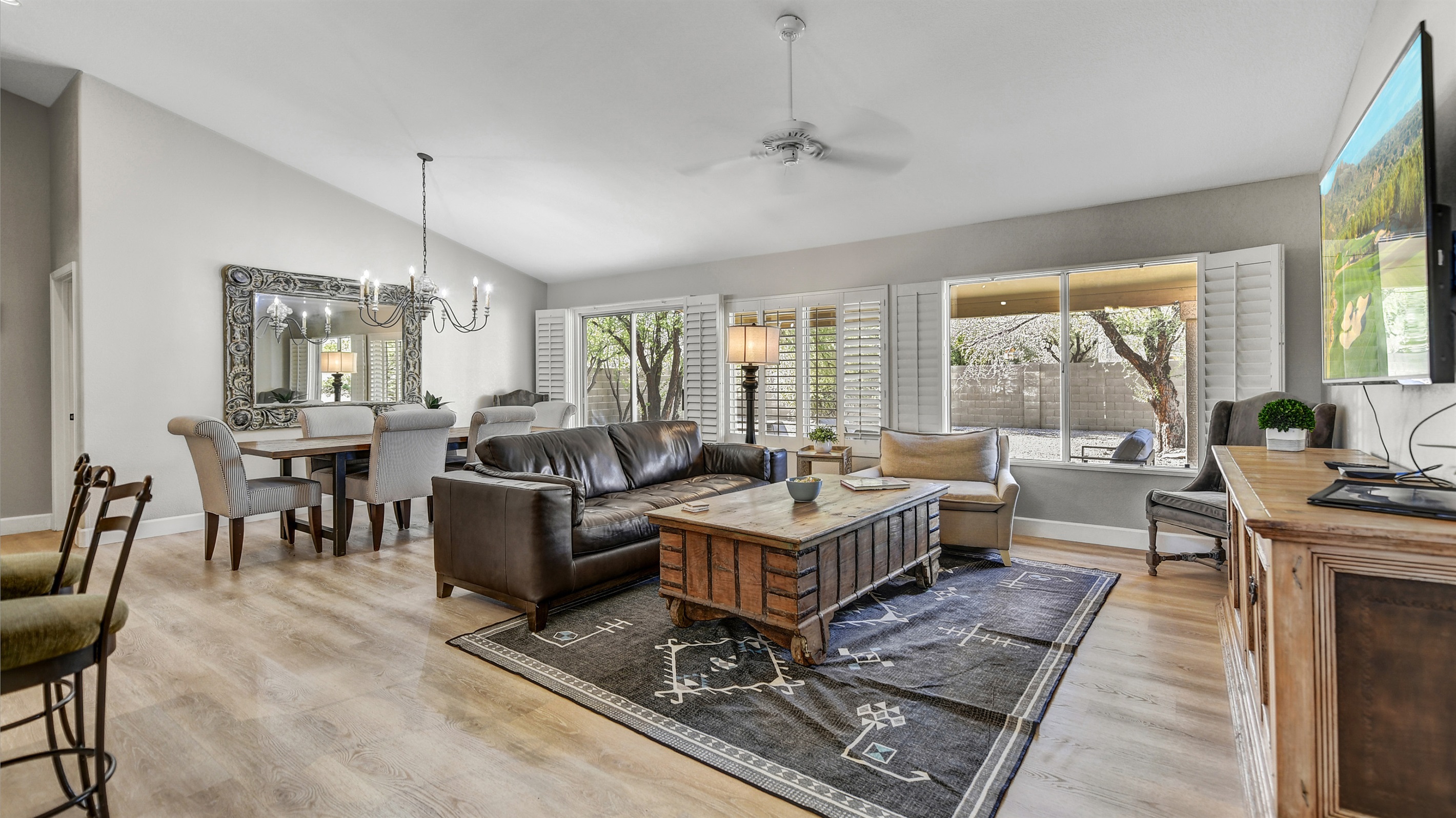 Comfortable Seating with View to Private Fenced Yard