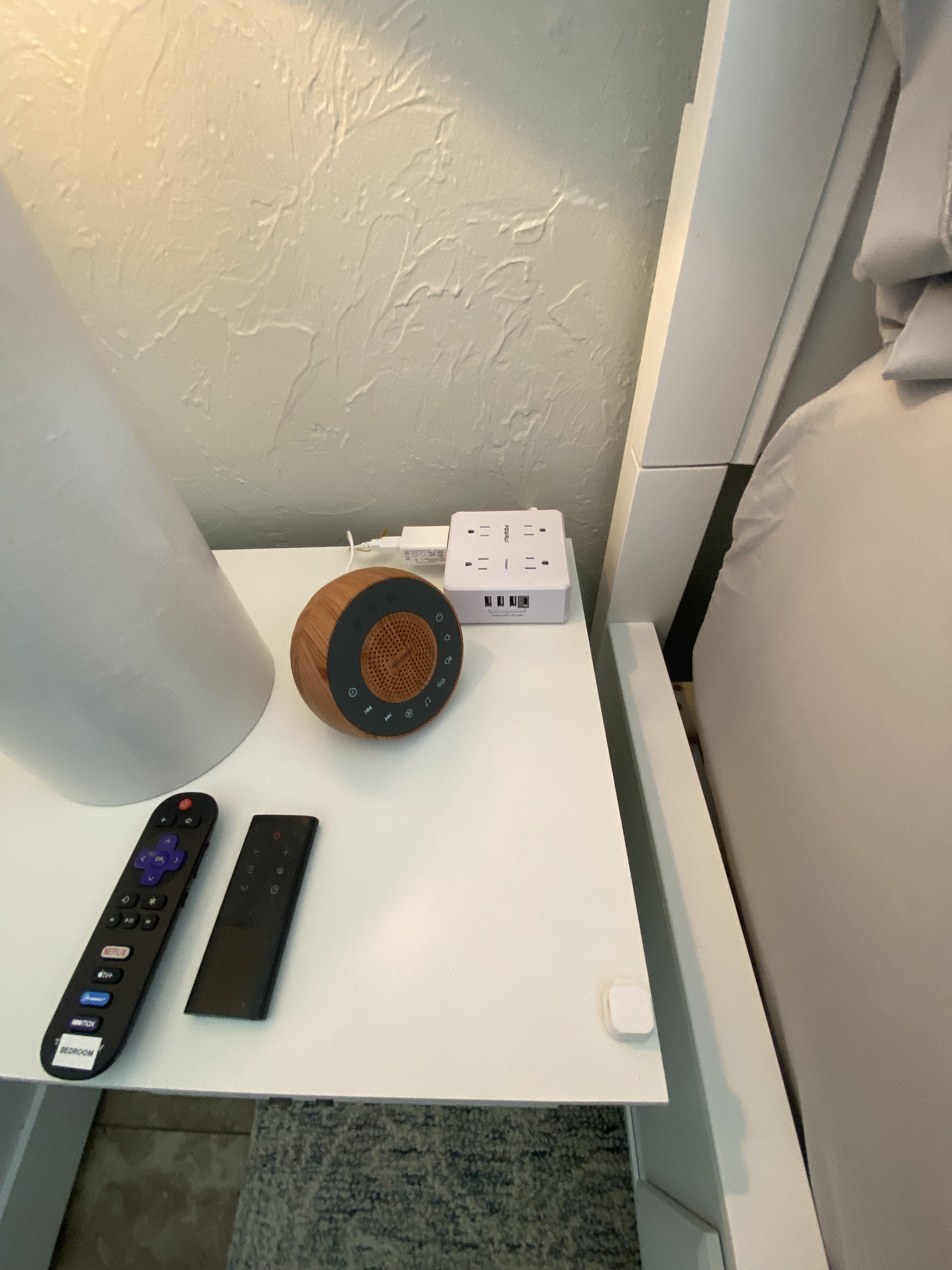 Nice touches including sound machine and plugs
