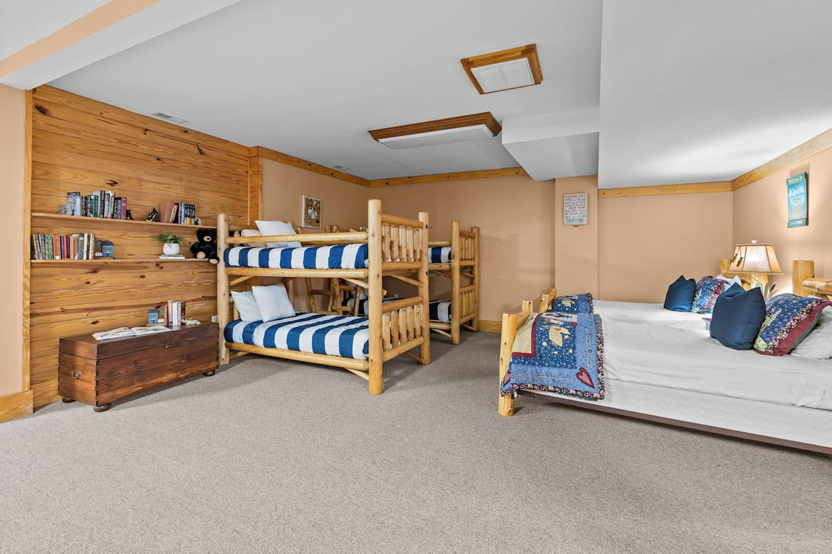 Lower level of the cabin and sleeping areas