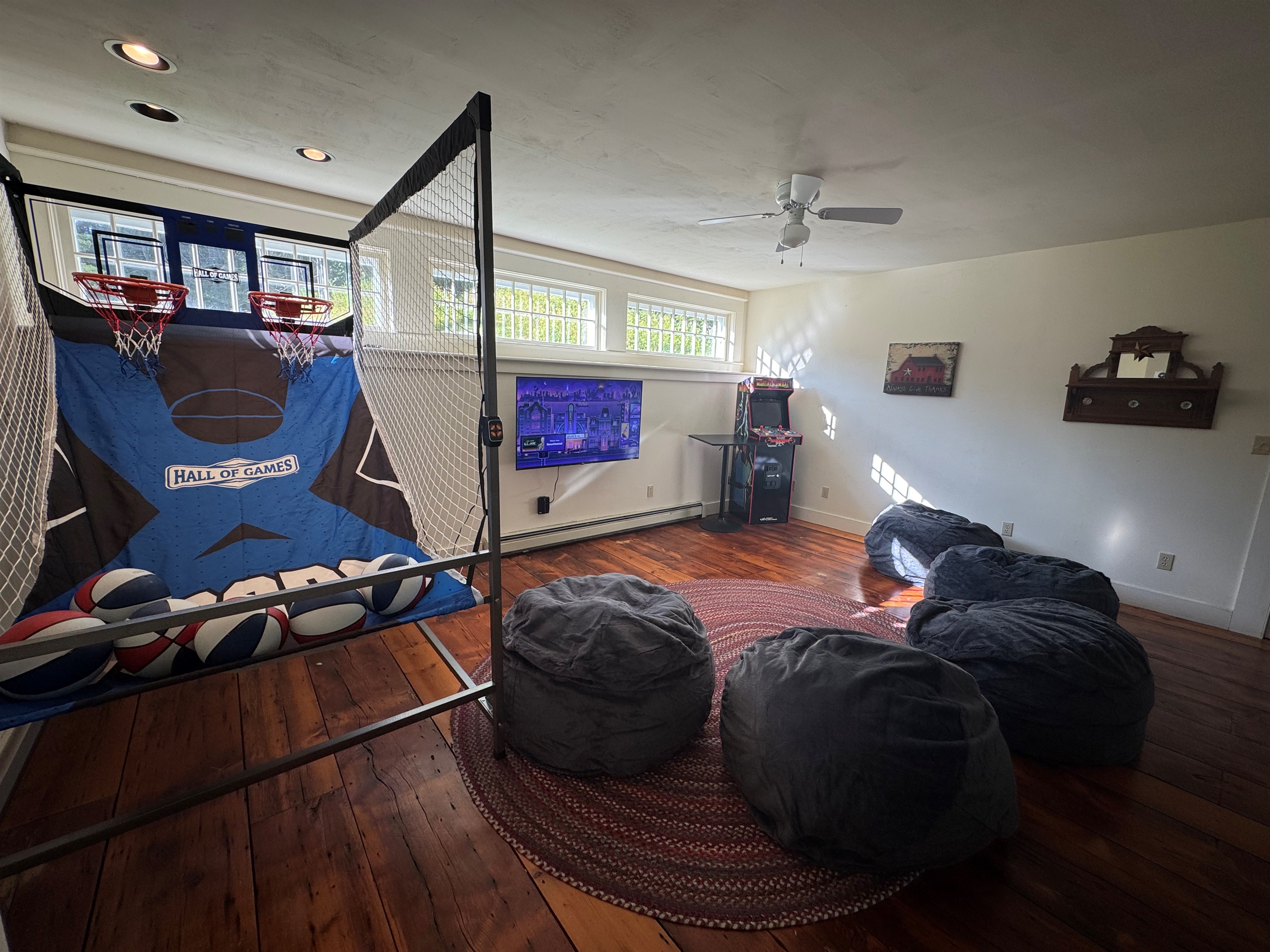 Challenge each other to a game of basketball, arcade classic Mortal Kombat 3 or one of many others - while the rest of the crew catches a flick waiting for their turn to play.