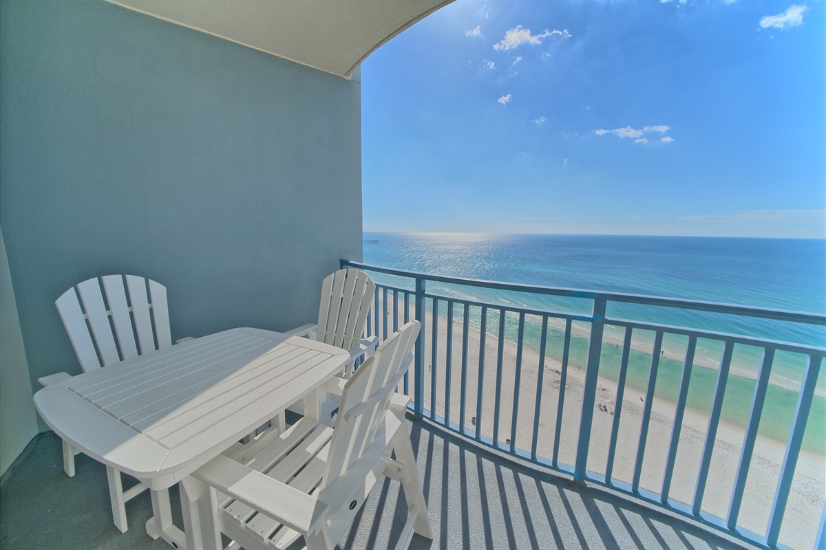 Enjoy a meal on the balcony