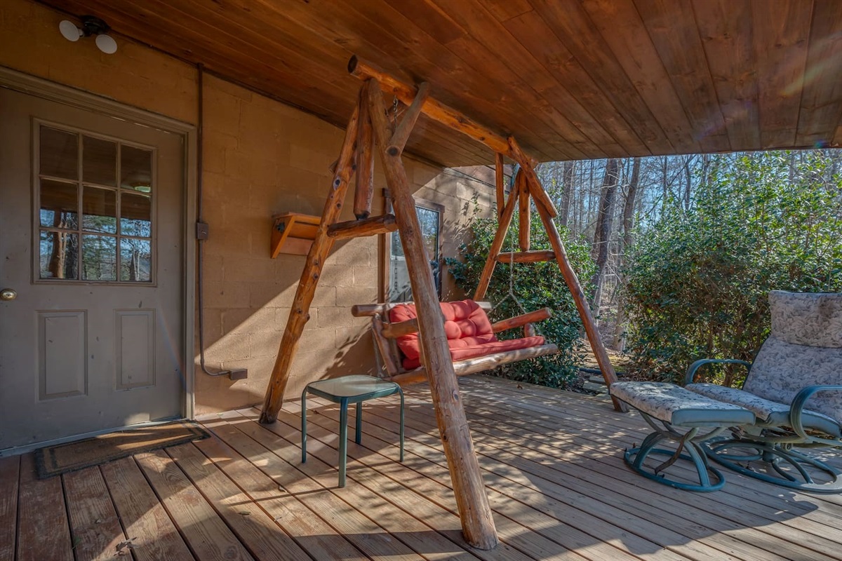 Lower deck with huge lake and mountain views