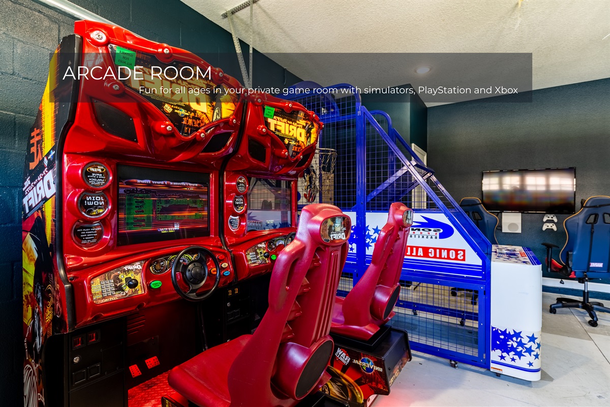 Step into nostalgia with an arcade game room full of classic and modern games
