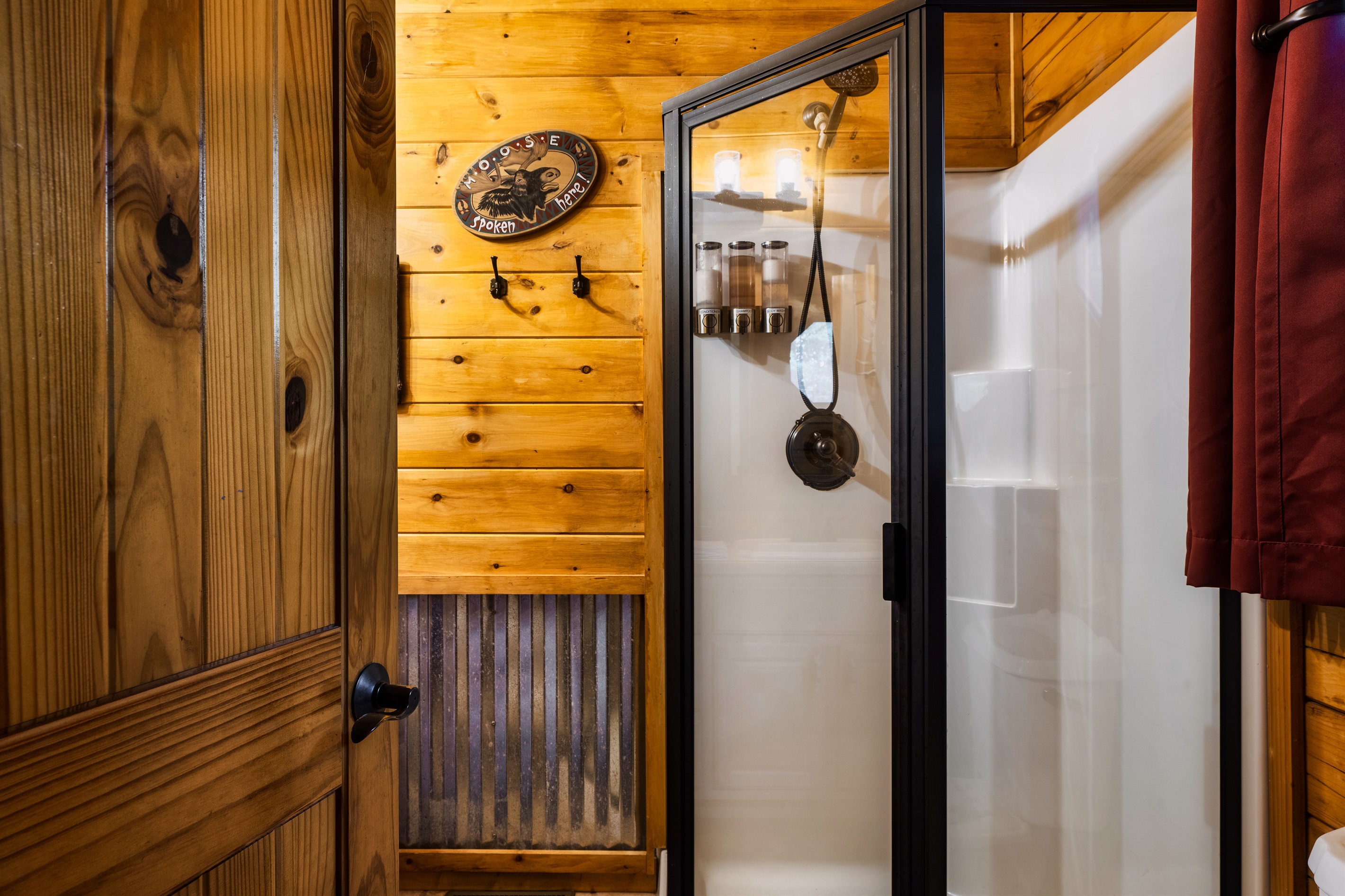 Shower in shared hall bathroom main level