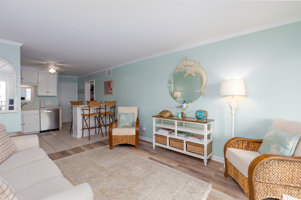 An airy, open-design interior