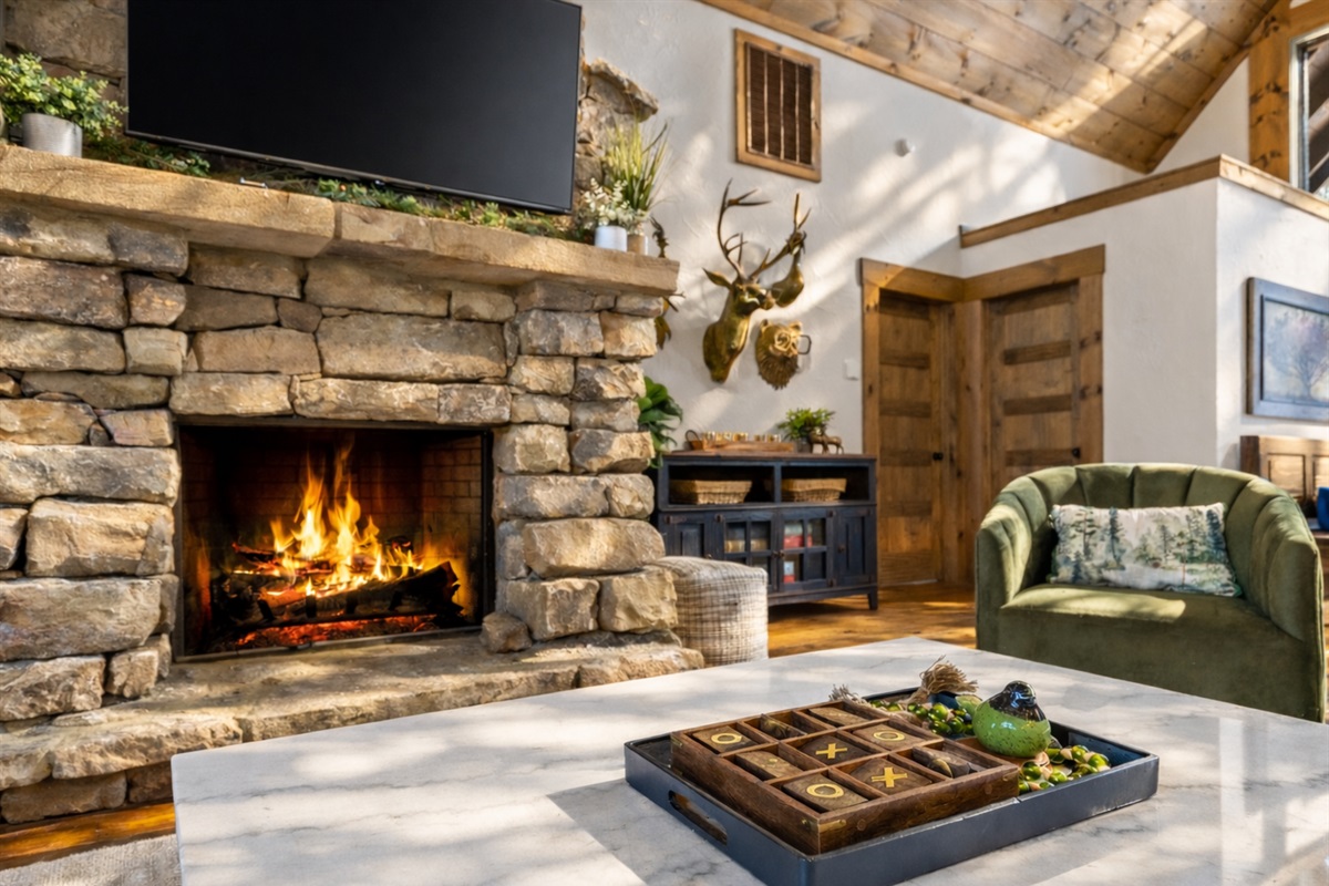 Imagine curling up by the warm, crackling fire, wrapped in a soft blanket, while your favorite show plays in the background. It&rsquo;s the perfect setting for relaxation and comfort. A place where you can truly unwind and feel at home. (Seasonal Use Oct - Apr)