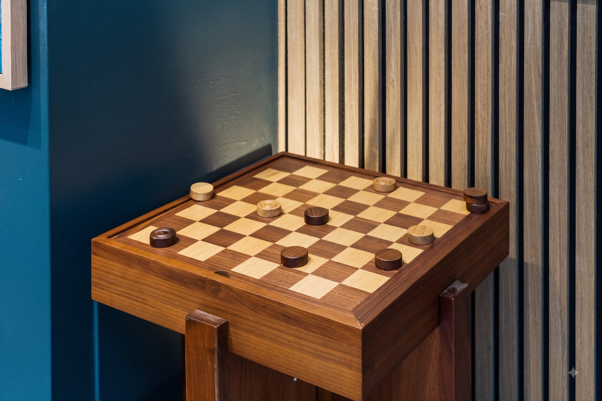Checkers on a slat wall afternoon