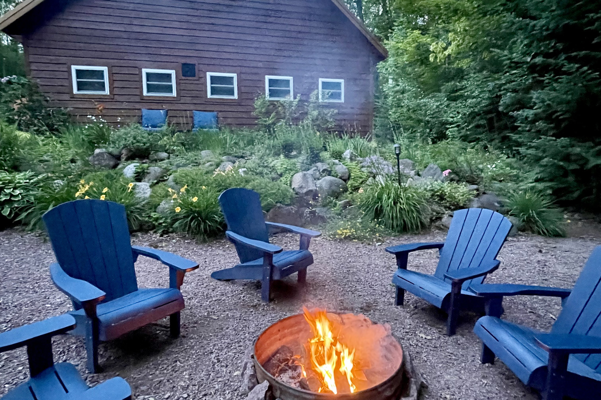 Evening fire pit area , we provide would for our guests 