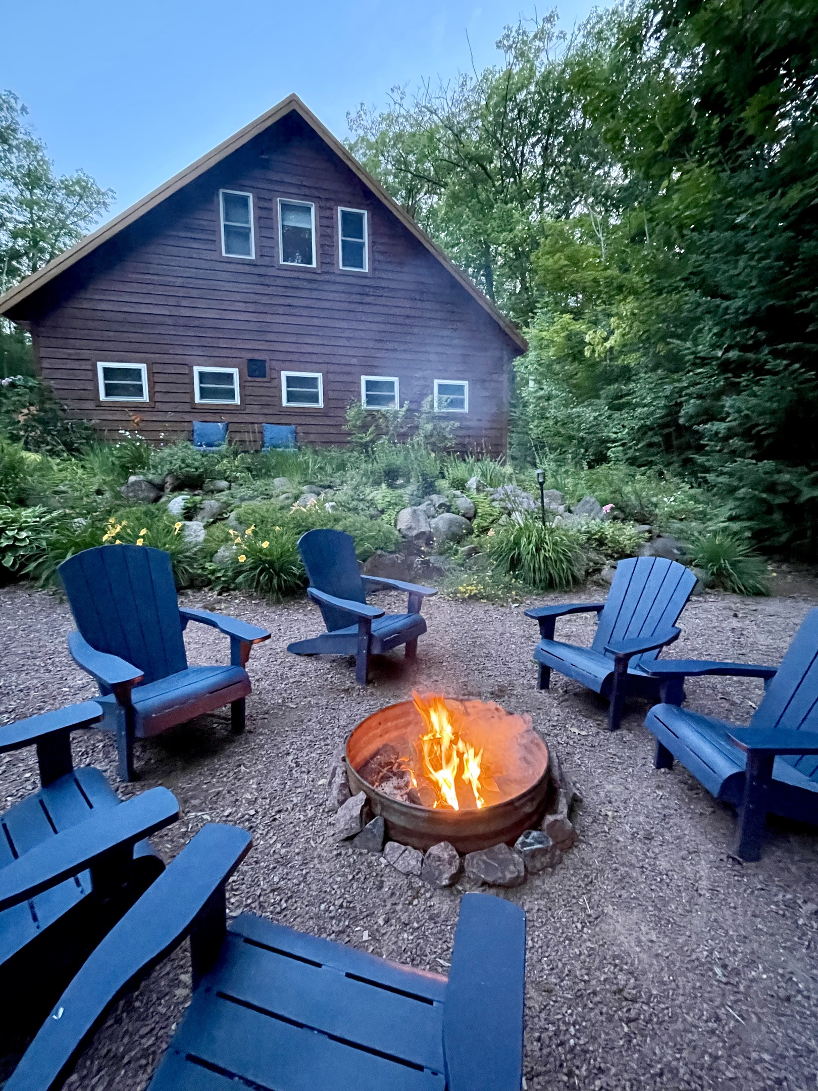 Evening fire pit area , we provide would for our guests 