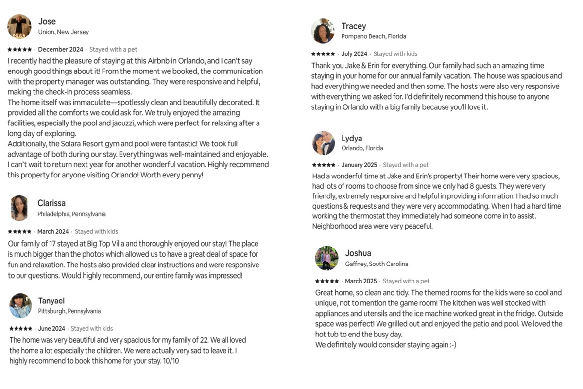 Helpful reviews left by our past guests