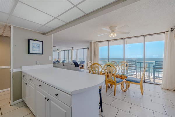 Kitchen bar area overlooking the Gulf