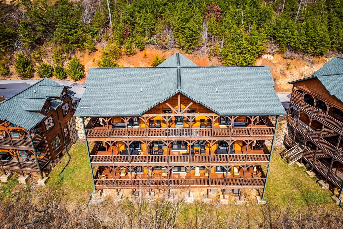 Drone shot of Gatlinburg Mansion