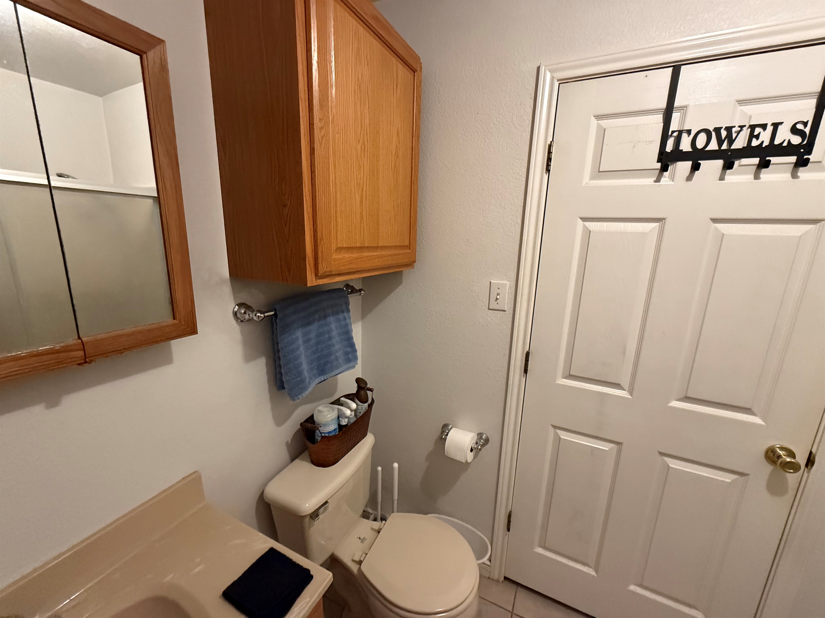 Clean bathroom with fresh towels.