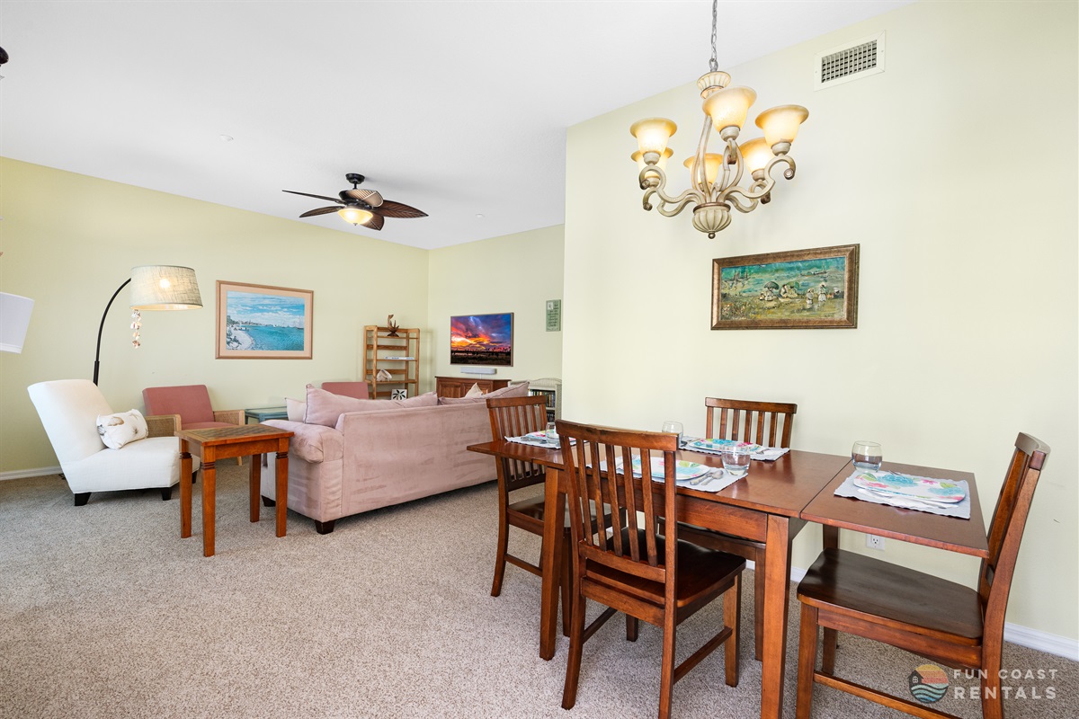 Dining area with rectangular table