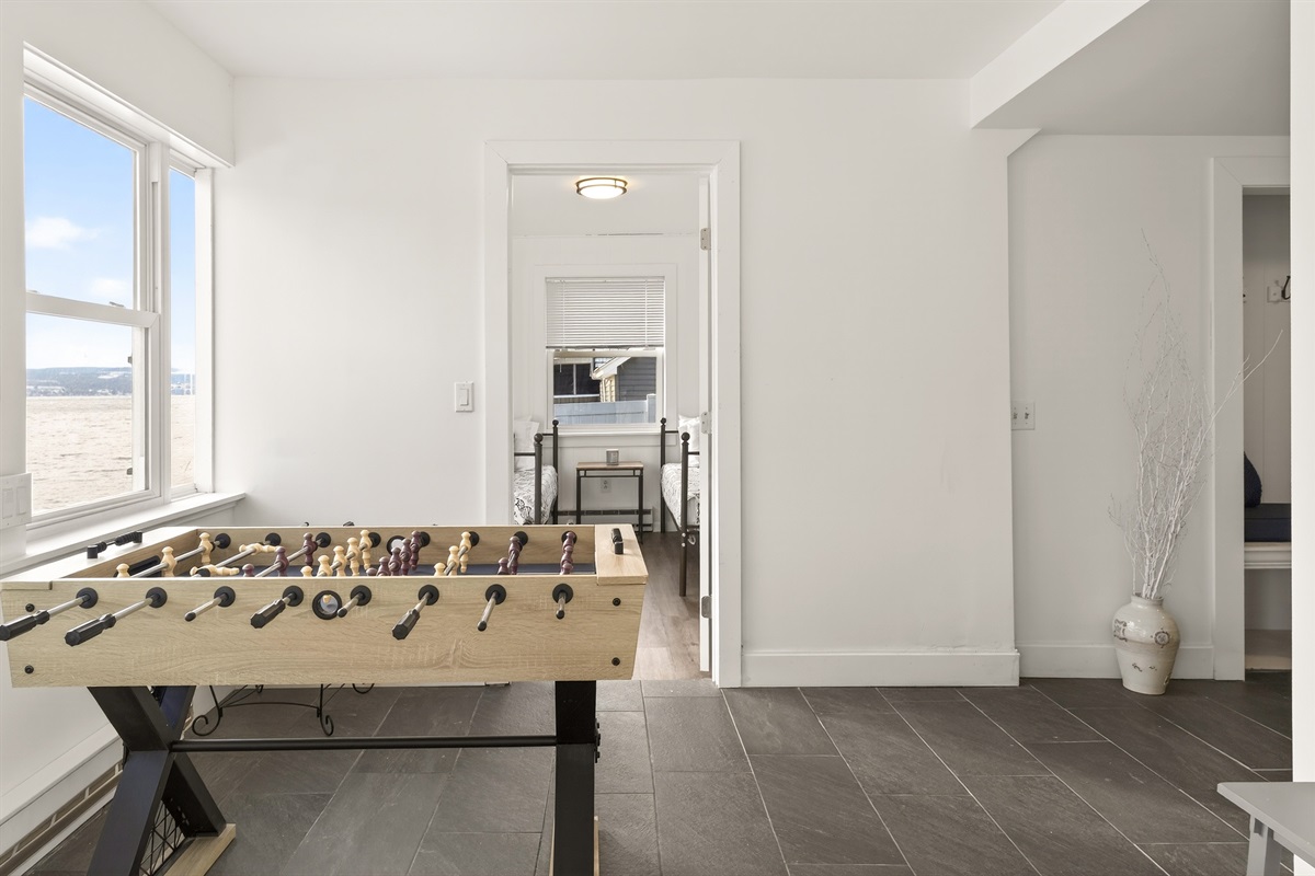 Entry level hall with Fooseball and entry to bedroom #4