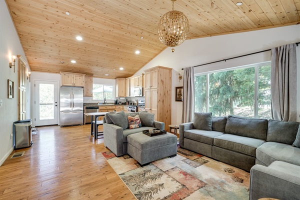 Bright, open living space with AC to keep you cool all summer—perfect for relaxing after a day outdoors