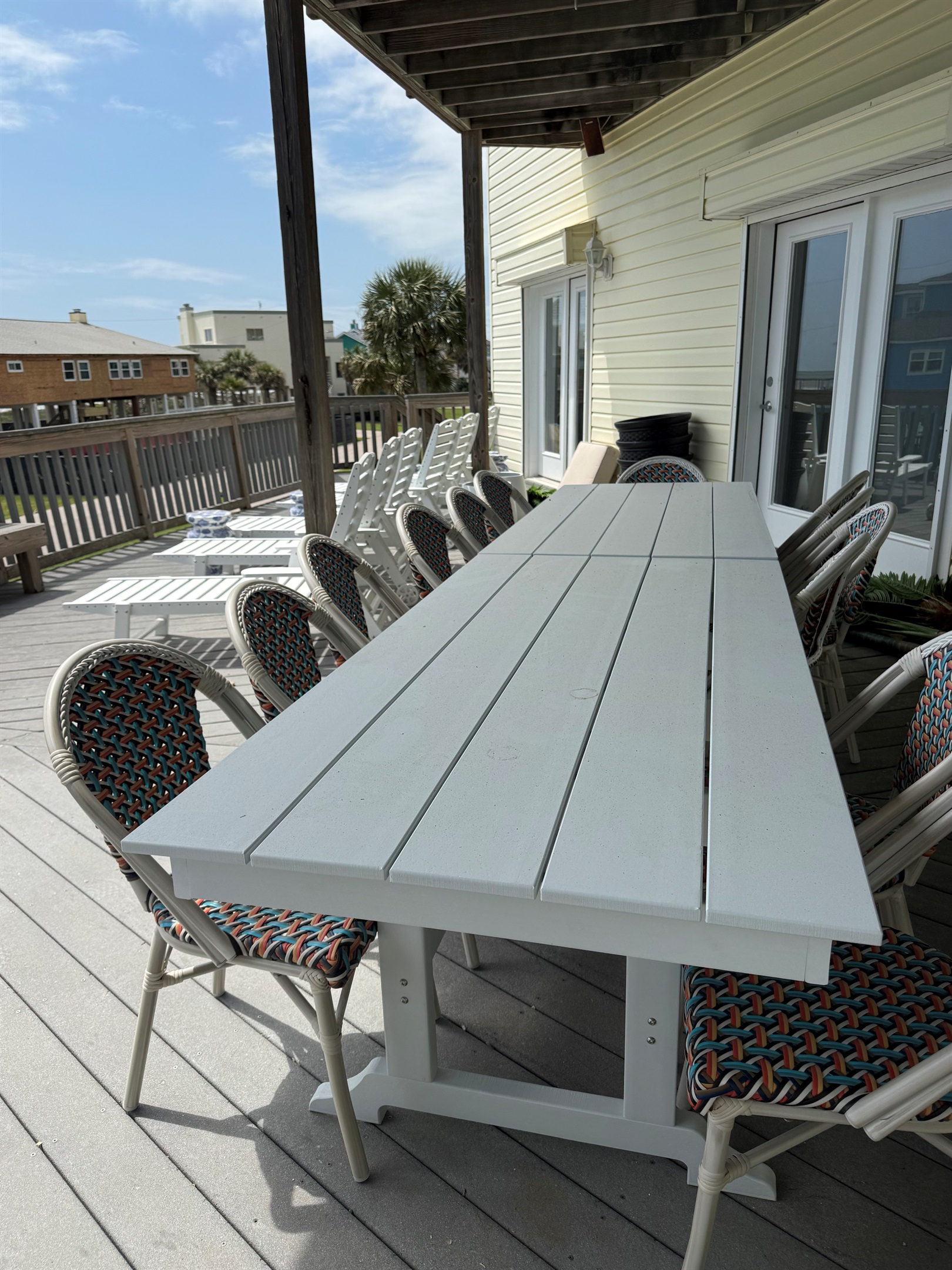 Our nephew and nieces built the patio furniture. Huge deck space for all!
