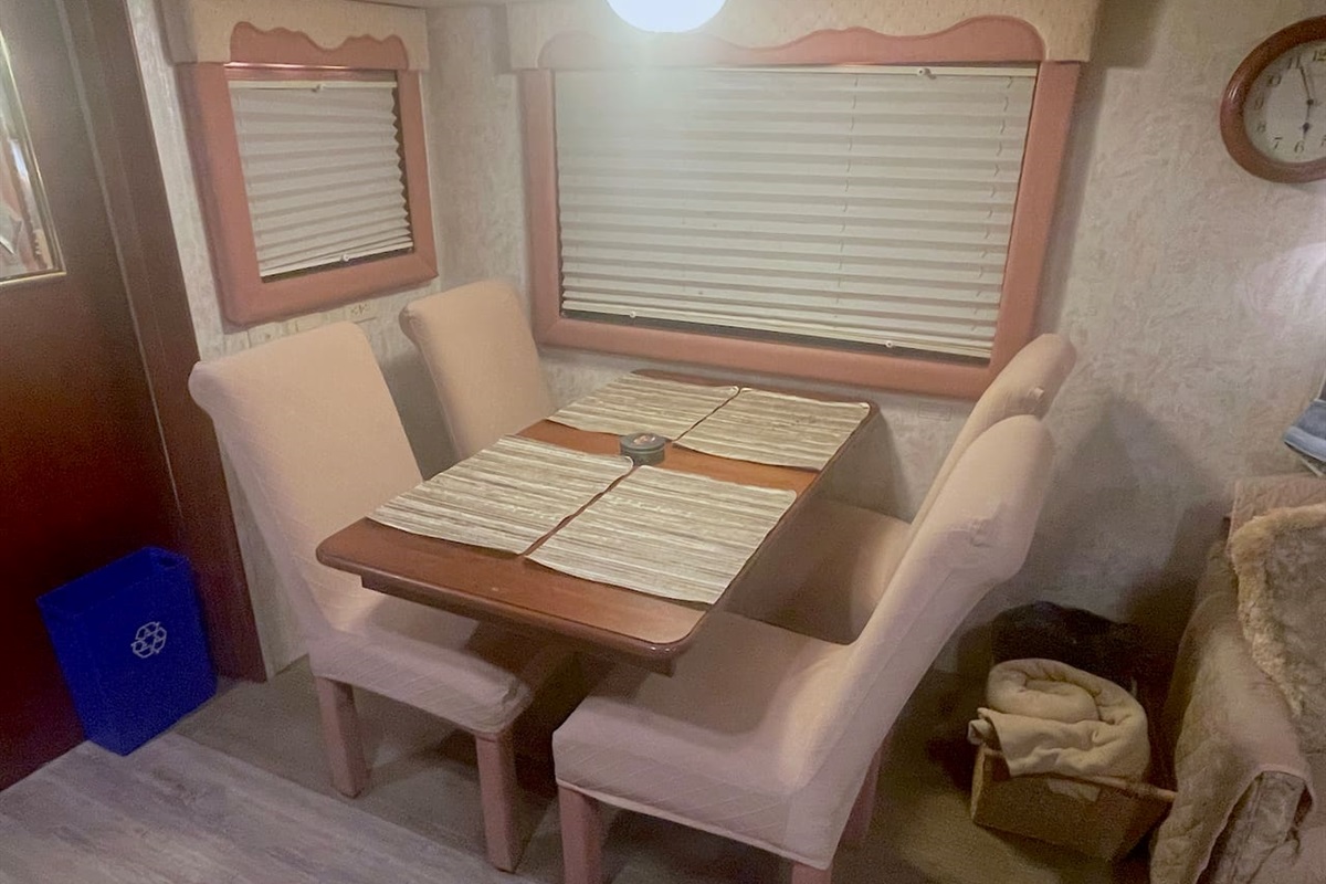 Dining table, with leaf.  Seating for four
