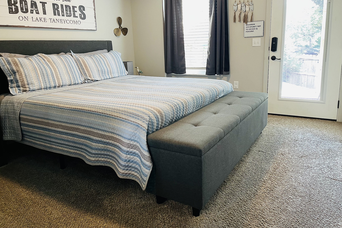 King size bed with private door to outside patio