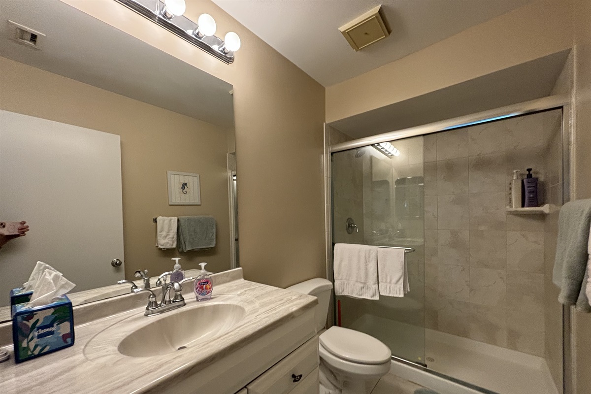 The master bathroom is located right off the master bedroom.
