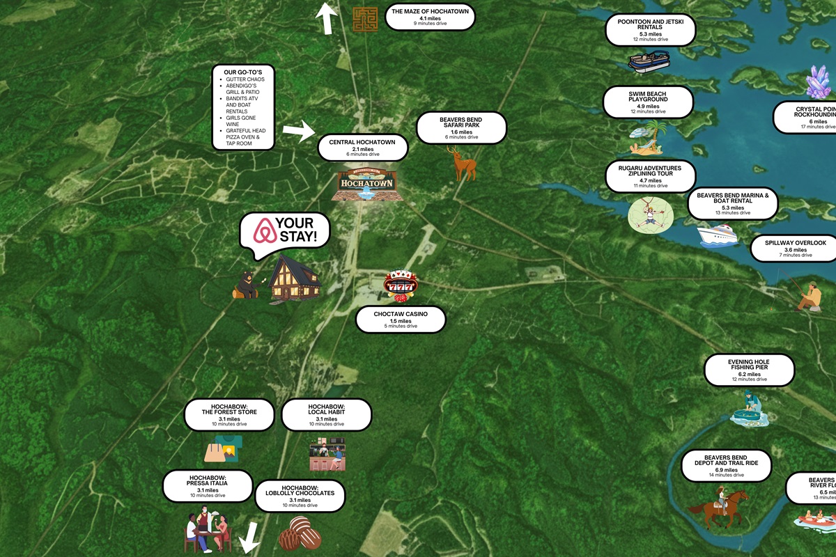 Central to everything you love about Broken Bow—nature, dining, and relaxation all nearby.