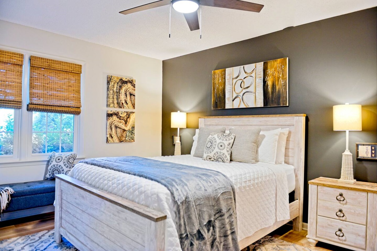 Bedroom 1- Queen Bed. Plenty natural light will fill your space as you unwind and relax!