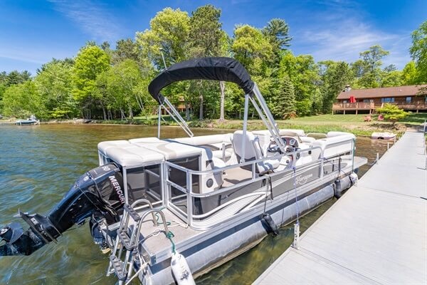 Sideview of our pontoon with enough room for 12.