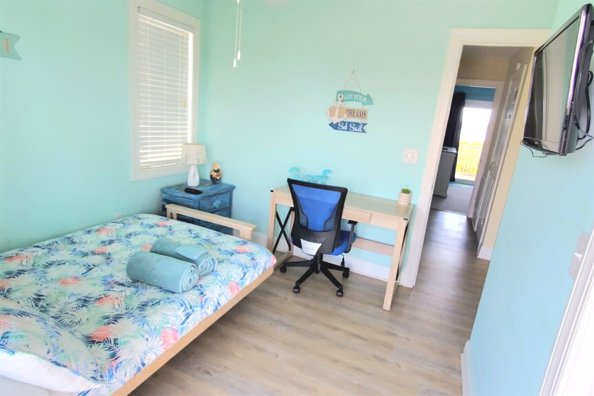 solid wood frame full  size bed from a converted futon. 4 inch thick mattress, plus 3 inch foam topper makes a good bed for teens or children, or a solo adult