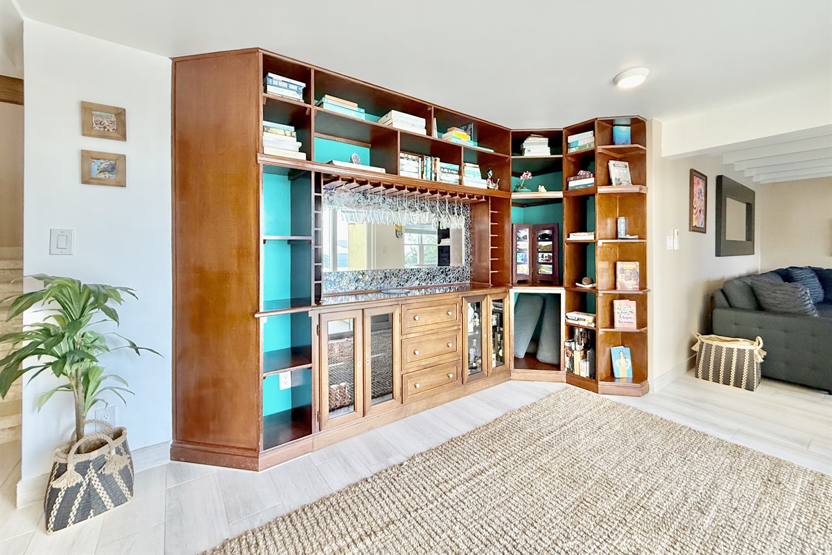 Go left at the bottom of the stairs and you enter the comfortable living space.