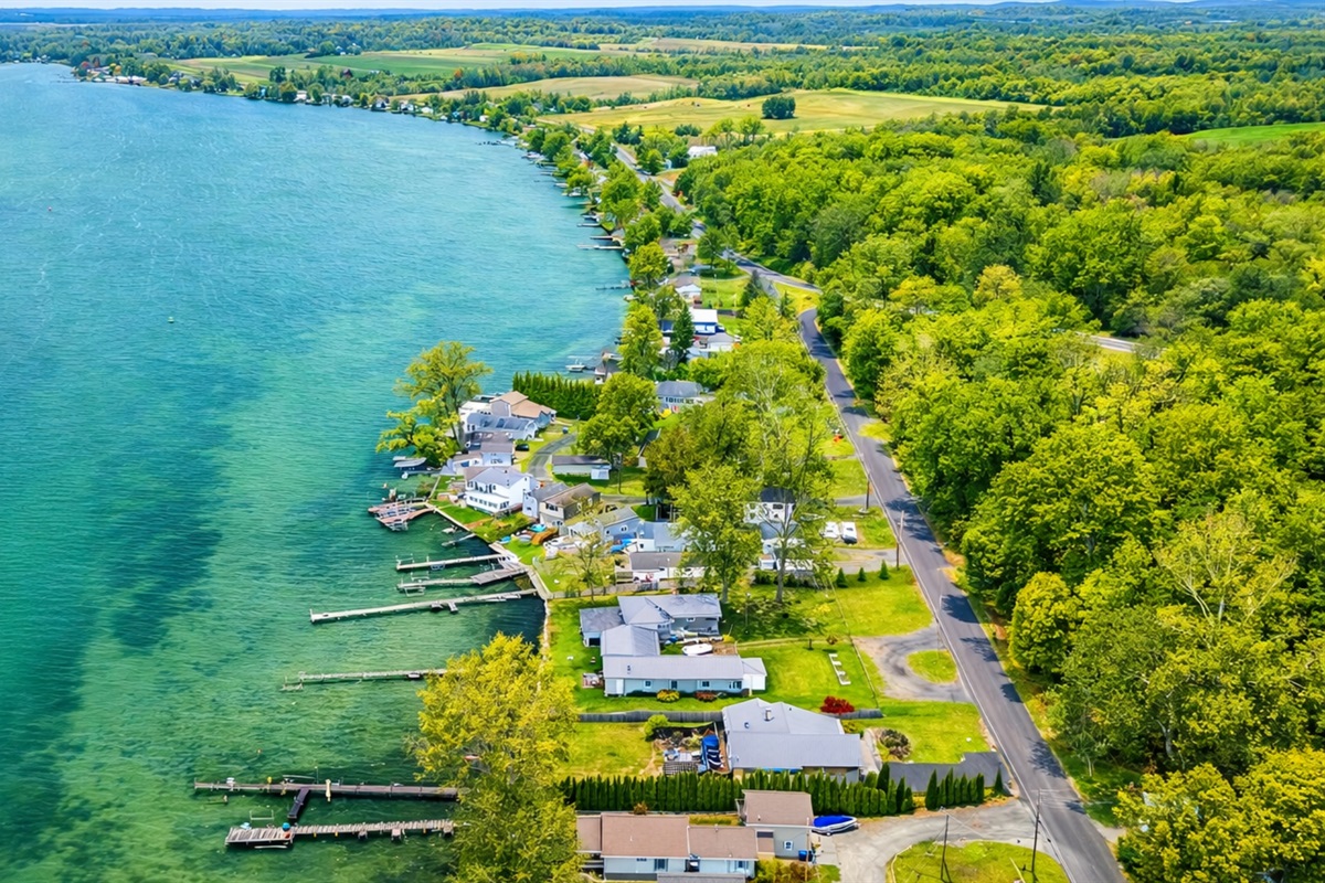 Arial view of the home and  surrounding area