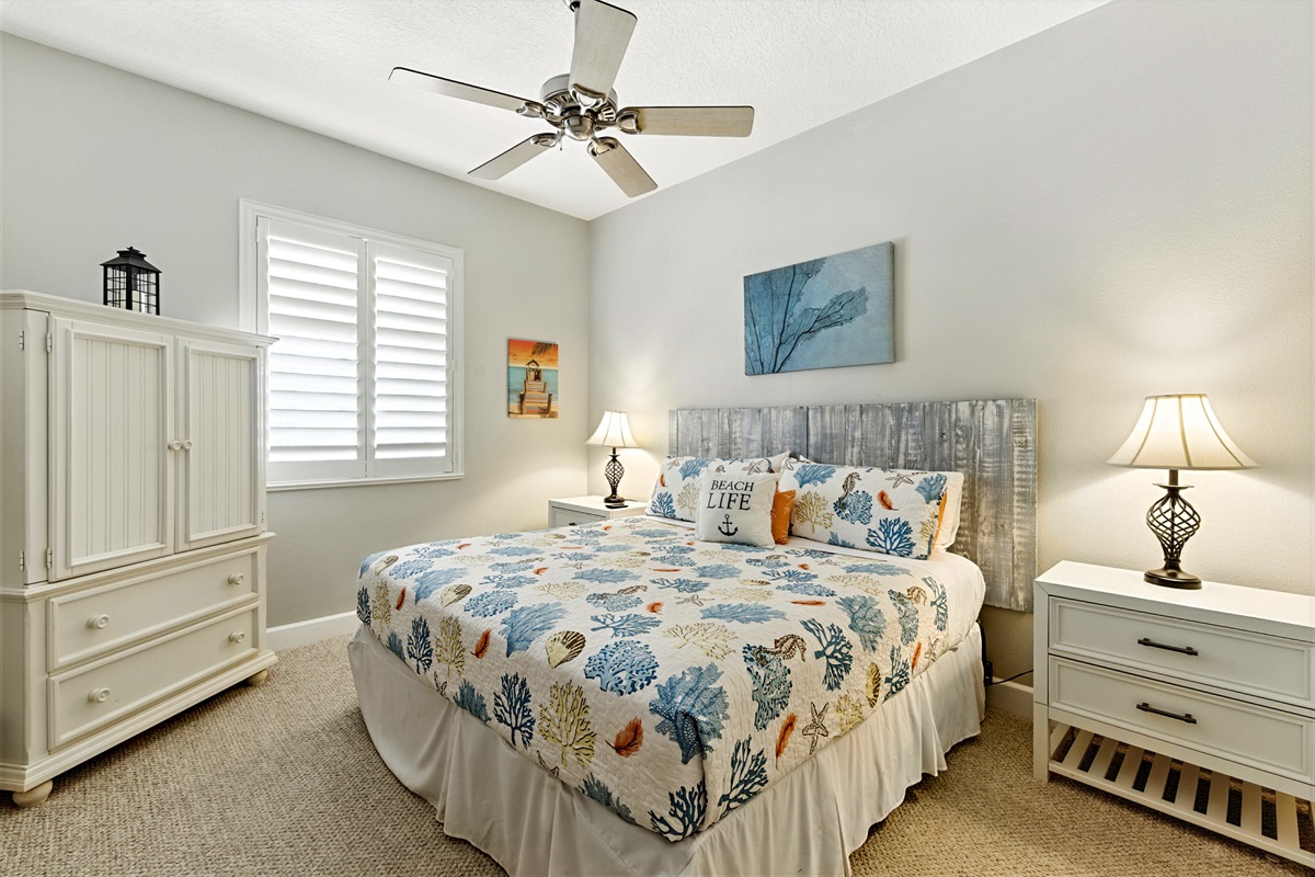 Cozy coastal bedroom designed for deep rest after a day in the sun. 🛏️🌊
Fresh beach-inspired décor, soft linens, and a calm, airy vibe make this the perfect retreat to recharge for tomorrow’s pool + ocean adventures.
