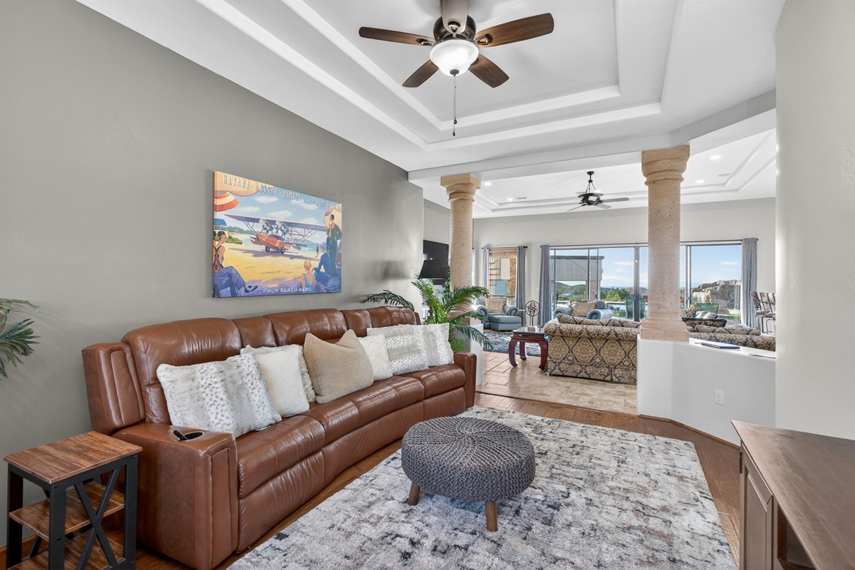 Second living room offers additional lounge space with Smart TV — ideal for families and larger groups needing room to spread out