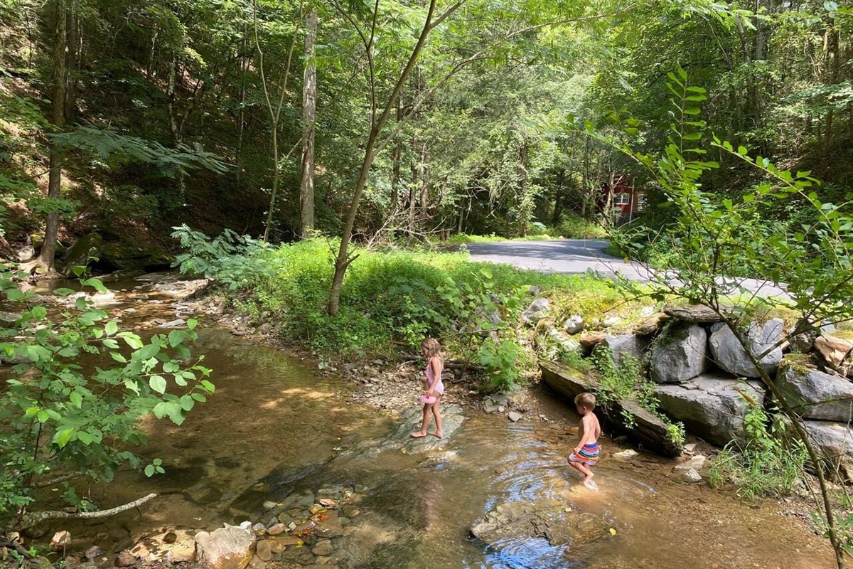 Play in the creek right outside your front door!